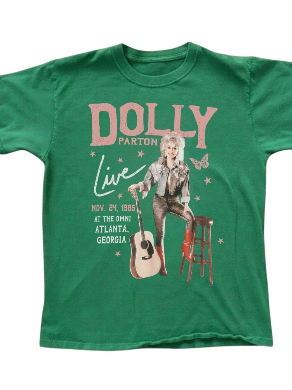 Gildan Green Dolly Parton Live Graphic Tee with Pink Print, Gift For Him,For Her
